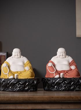 新中式禅意大号陶瓷招财弥勒佛