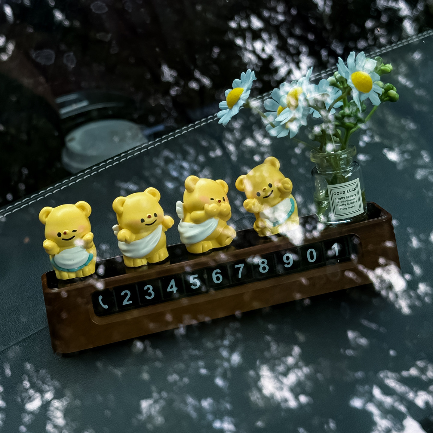 2025款黄油小熊挪车电话牌双号汽车临时停车号码牌摆件创意移车牌,淘宝优惠券,粉丝福利购,淘宝优惠卷