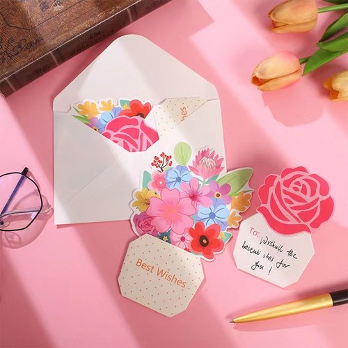 母亲节贺卡创意diy立体花束小卡片生日护士节520祝福手写感谢卡 - 图2