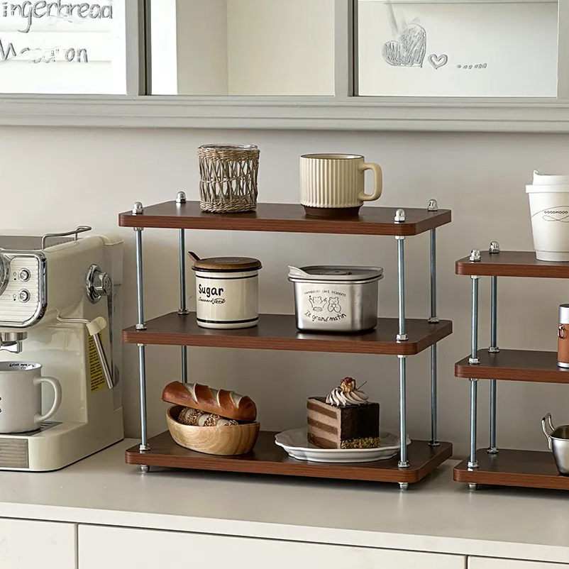 中古风杯架桌面置物架杯子收纳架子餐桌台面工位水杯茶具桌上小型 - 图3