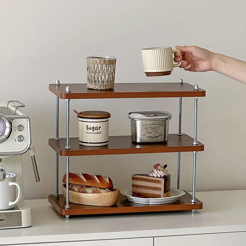 中古风杯架桌面置物架杯子收纳架子餐桌台面工位水杯茶具桌上小型 - 图0