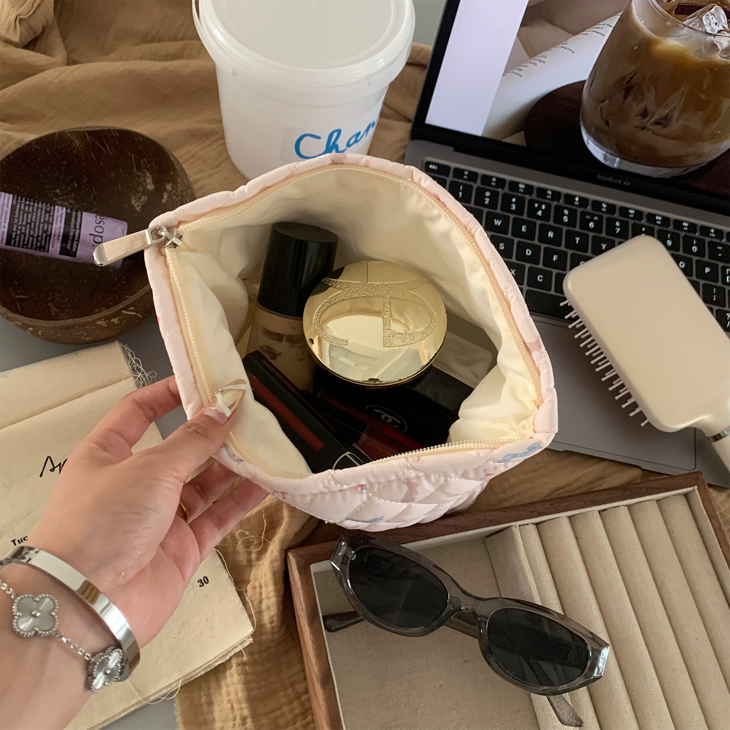 化妆包女便携随身小化妆袋旅行化妆品收纳包可爱粉色洗漱包收纳袋,淘宝优惠券,粉丝福利购,淘宝优惠卷