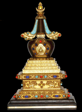 慧宝菩提塔黄铜舍利塔佛堂摆件