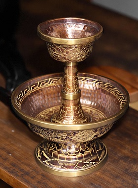 佛堂摆件尼泊尔紫铜手工护法杯