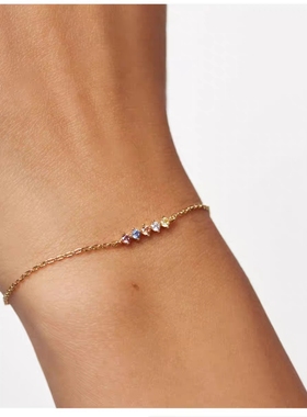 925银镀18k金闺蜜手链女生夏ins小众设计轻奢新款宝石送生日礼物