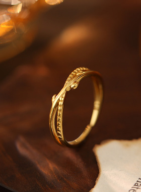 925纯银戒指女小众设计高级感轻奢时尚个性食指戒开口可调节尾戒