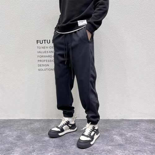 2025秋季男士裤子潮牌宽松拼接哈伦束脚裤简约百搭青年休闲运动裤 - 图2