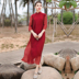 Văn học retro cải tiến Hanfu sườn xám đầm 2019 hè mới quốc gia Trung Quốc đĩa gió khóa phụ nữ phù hợp với trà Zen - váy đầm đầm đẹp váy đầm