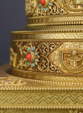 慧宝新款曼扎盘托盘37堆曼茶罗蔓札漫达盘纯黄铜用品摆件