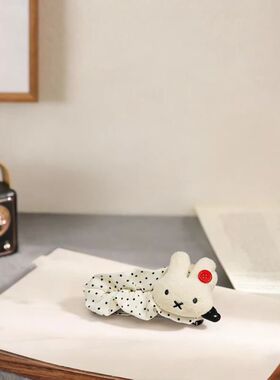 韩系甜美毛茸小兔玩偶格子斑点香蕉夹女式发饰扎发丸子头甜美发饰