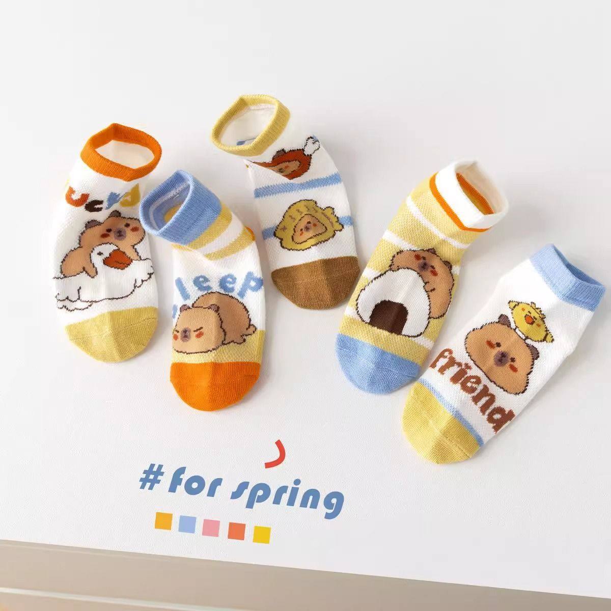 男童袜子夏季薄款网眼小学生棉袜儿童卡通袜宝宝小童春秋卡皮巴拉,淘宝优惠券,粉丝福利购,淘宝优惠卷