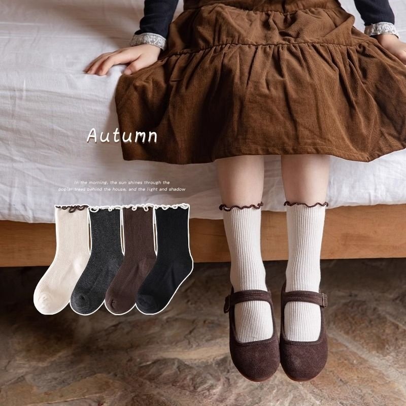 儿童袜子春秋款棉袜木耳边堆堆袜中筒百搭公主女孩宝宝花边袜,淘宝优惠券,粉丝福利购,淘宝优惠卷