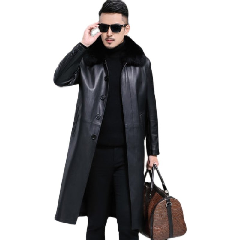 海宁真皮皮衣男士加绒毛领皮风衣中年羊皮皮大衣时尚休闲保暖外套,淘宝优惠券,粉丝福利购,淘宝优惠卷