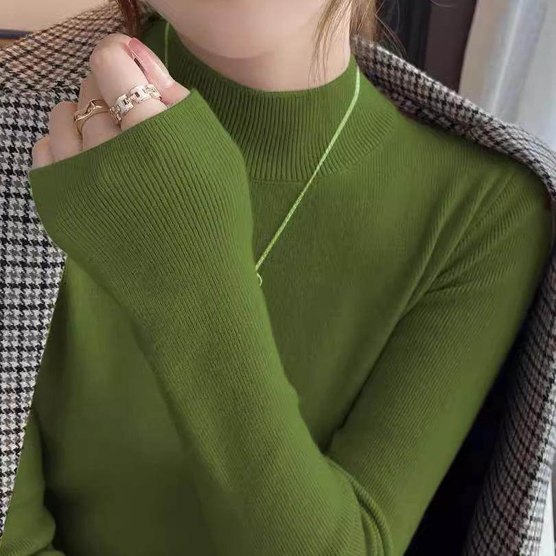 安哥拉红长袖女秋冬修身半高领洋气显瘦羊毛针织衫打底高级感上衣,淘宝优惠券,粉丝福利购,淘宝优惠卷