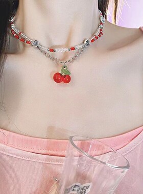 多巴胺女孩~气质甜美小众百搭串珠项链女ins潮轻奢时尚爆款锁骨链