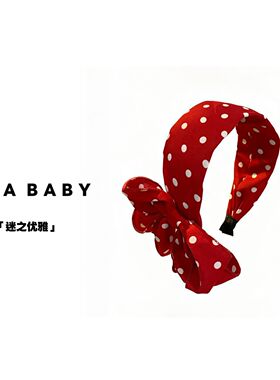 原创设计「迷之优雅」港风时尚波点蝴蝶结宽版百搭发箍2026年新款
