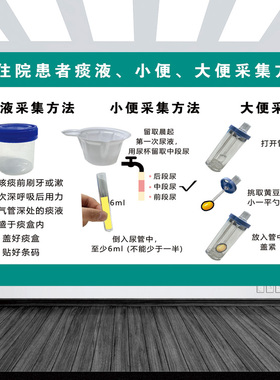 医院温馨提示贴大小便标本采样流程标识贴尿液常规标本采集贴纸
