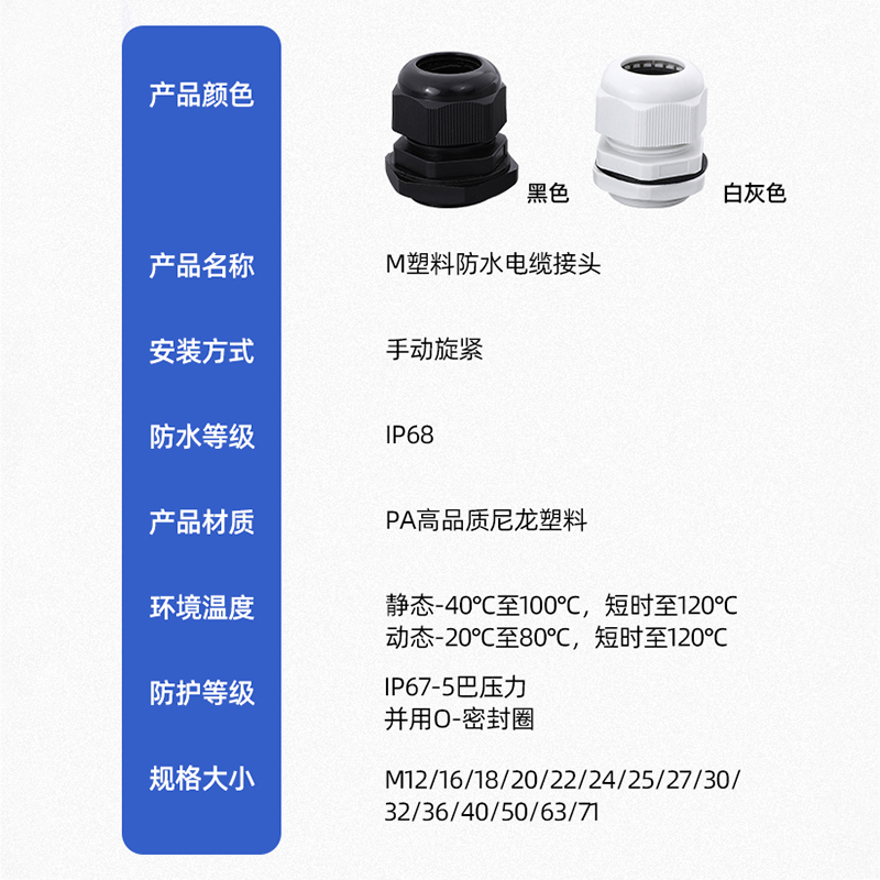 电缆防水接头葛格兰头电线尼龙塑料M72/80/100/114连接固定密封 - 图2