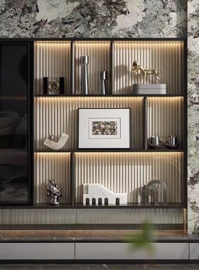 样板间售楼处客厅书房书柜书架装饰柜展示柜艺术品装饰画组合摆件