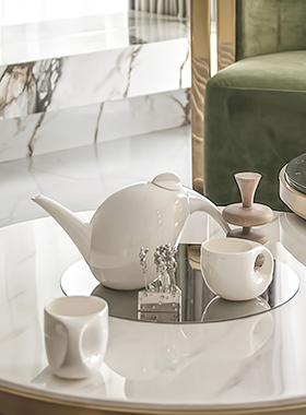 现代简约样板间茶几组合摆件售楼处餐厅桌面陶瓷茶具搭配装饰品