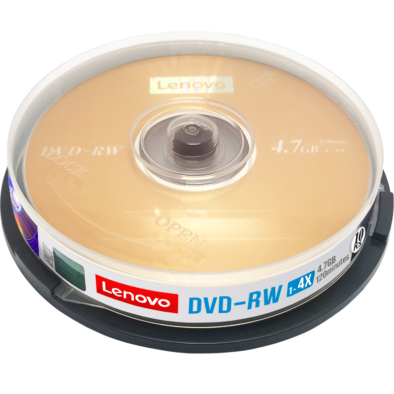 联想档案级可擦写dvd光盘DVD RW可反复多次重复刻录4.7G空白刻录盘dvd可重写光盘空白dvd光盘台产10片桶装 - 图1