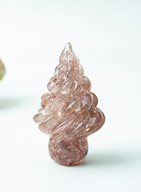 天然水晶碎石圣诞树装饰摆件