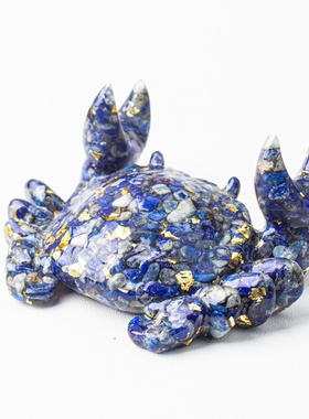 天然水晶碎石滴胶螃蟹支架懒人多