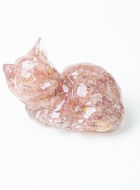 天然水晶碎石滴胶小猫咪办公室家