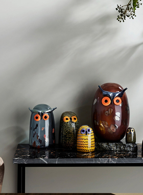 iittala北欧风猫头鹰水晶摆件