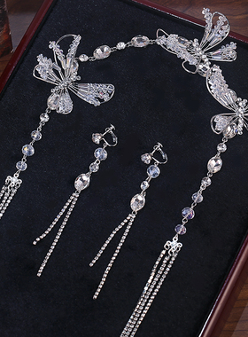 新娘婚纱结婚发箍头饰2024年新款潮小众设计感项链超闪水晶耳环