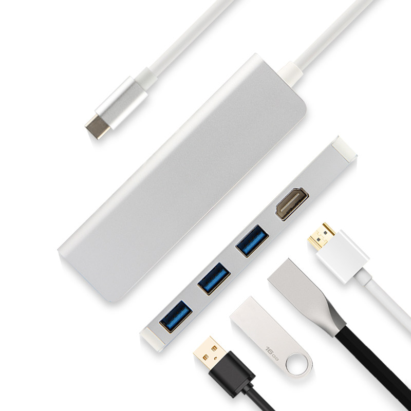 久宇 Type-c扩展坞USB-C笔记本转换器usb3.0连接键盘鼠标U盘拓展HDMI投屏适用苹果小米华为联想戴尔惠普电脑