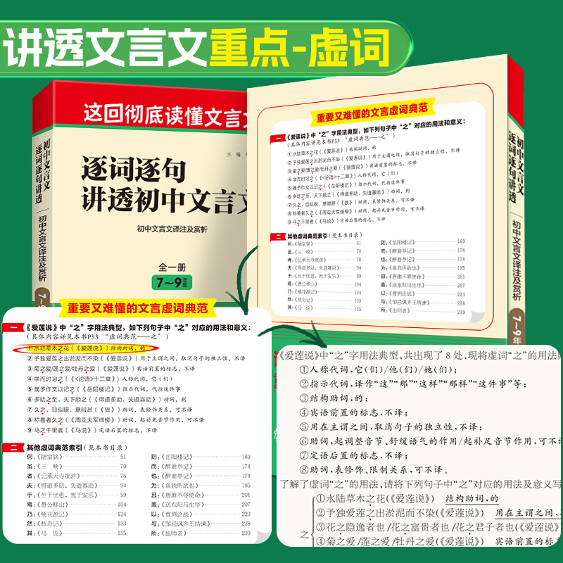 逐词逐句讲透初中语文文言文全解一本通初中通用文言文阅读读强训练译注及赏析虚词实词专项训练中考古诗词文言文考点真题知识梳理 - 图1