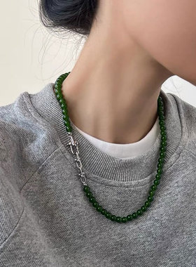 红玛瑙绿玉髓虎眼石锁骨链