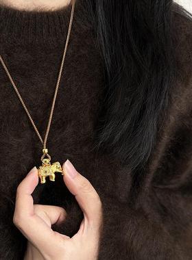 古法沙金点钻随身佛项链女