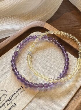 紫水晶手串纯银手链招财手饰