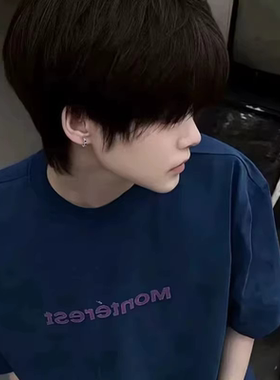 S925银蓝色锆石耳环男士