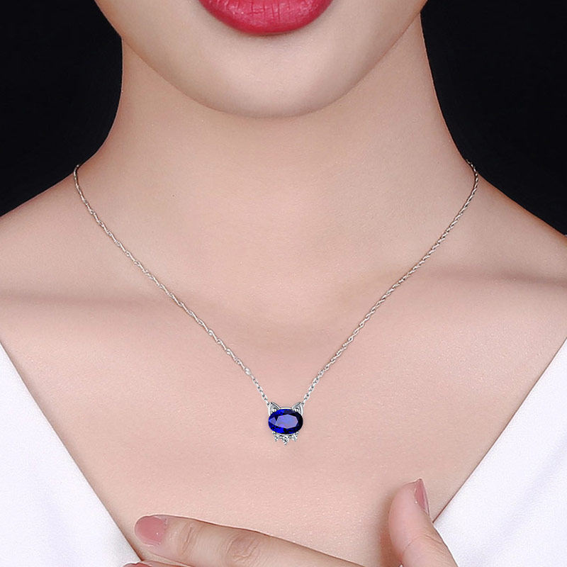 蜜安琪0.93克拉天然蓝宝石女款项坠 蜜安琪珠宝颈饰