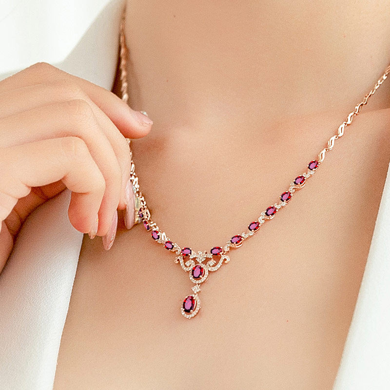 蜜安琪3.95克拉天然鸽血红宝石项链 蜜安琪珠宝颈饰