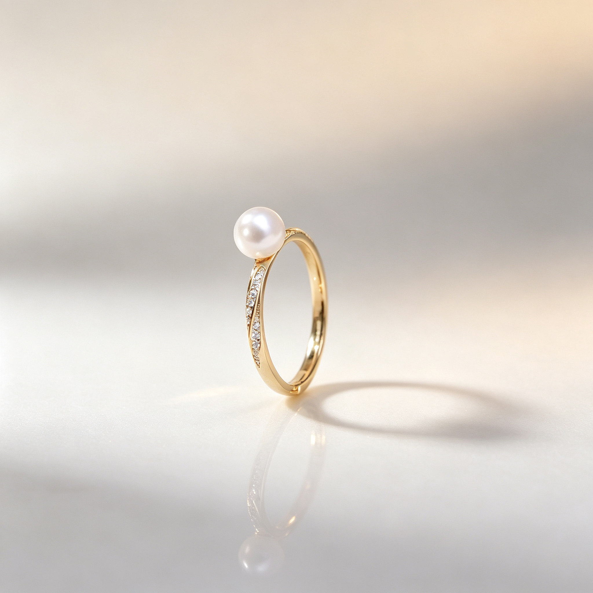 Xiwen natural freshwater 6-7mm round white pearl ring S925 silver simple and fashionable ring opening