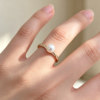 Xiwen natural freshwater 6-7mm round white pearl ring S925 silver simple and fashionable ring opening