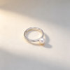 Xiwen natural freshwater 6-7mm round white pearl ring S925 silver simple and fashionable ring opening