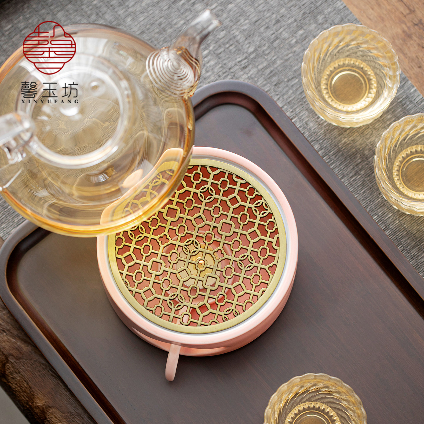 馨玉坊粉色少女心养生壶暖茶炉套装高颜值果茶花茶壶杯蜡烛温茶炉,淘宝优惠券,粉丝福利购,淘宝优惠卷