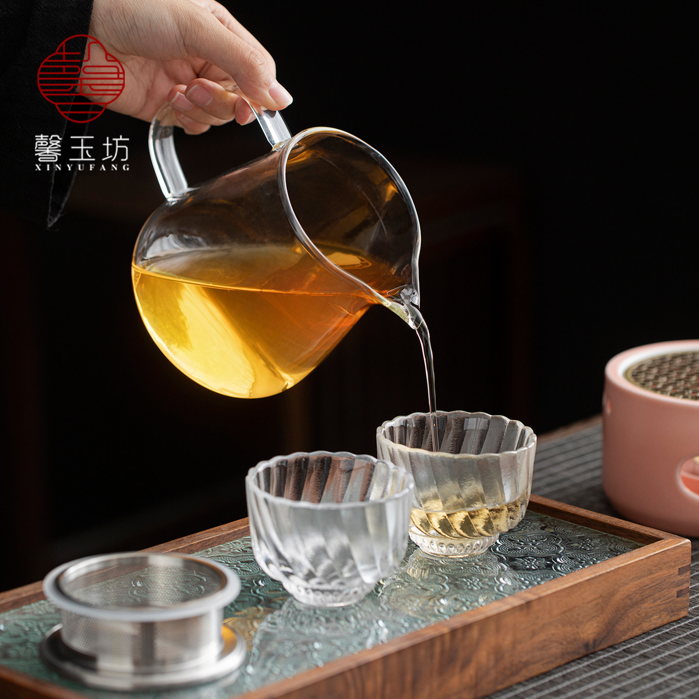 馨玉坊少女心粉色陶瓷温茶炉花茶壶套装冬季茶水保温过滤泡茶壶杯,淘宝优惠券,粉丝福利购,淘宝优惠卷