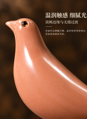 原木风极简飞鸟摆件客厅书房