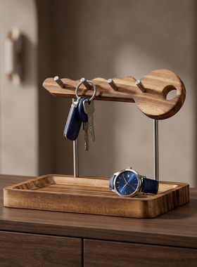 实木高档桌面钥匙收纳盒摆件