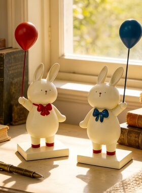 中古风气球兔子摆件家居桌面装饰品卧室送男女朋友小众高级感礼物