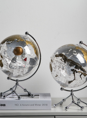 宇航员透明地球仪摆件家居饰品办公室装饰轻奢高端摆设桌面小礼物