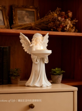 轻奢白色天使烛台摆件客厅卧室