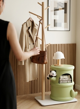 北欧设计师小猫落地衣帽架摆件