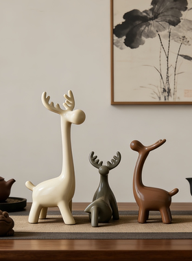 创意小鹿一家三口摆件
